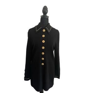 Vintage JSS Black Knit Wear Jacket sz S Wool blend USA Classic Womans